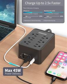 img 3 attached to 💪 High-Powered USB C Power Strip with 6 Outlets, 3 USB ports, and 66W Power Delivery Charger - Ideal for Home Office Use