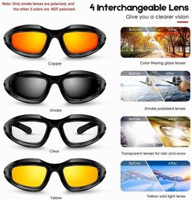 img 3 attached to 🏍️ kemimoto Motorcycle Glasses with 4 Lens Kit - Polarized Riding Goggles for Enhanced Outdoor Activities