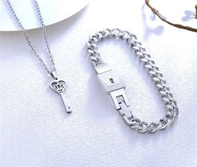 img 1 attached to 🔑 King and Queen Couple Key Lock Bracelet and Pendant Set: Matching His & Hers Jewelry in a Gift Box