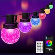 🌟 smart string lights, 38-ft 50 dimmable multicolor rgbic led, g40 waterproof shatterproof bulbs, sync music by remote & bluetooth app, for patio garden party & indoor outdoor decorations logo