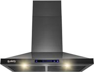 🔥 akdy 30 in. 343 cfm convertible wall mount black stainless steel kitchen range hood: touch panel & carbon filters logo