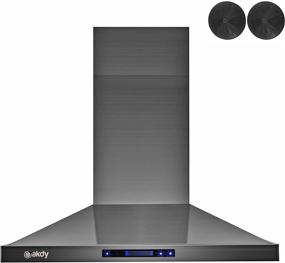 img 2 attached to 🔥 AKDY 30 in. 343 CFM Convertible Wall Mount Black Stainless Steel Kitchen Range Hood: Touch Panel & Carbon Filters