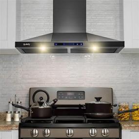 img 3 attached to 🔥 AKDY 30 in. 343 CFM Convertible Wall Mount Black Stainless Steel Kitchen Range Hood: Touch Panel & Carbon Filters