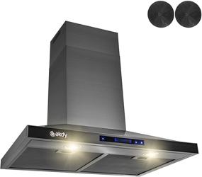 img 1 attached to 🔥 AKDY 30 in. 343 CFM Convertible Wall Mount Black Stainless Steel Kitchen Range Hood: Touch Panel & Carbon Filters