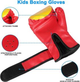 img 2 attached to 🥊 HOHJYA Kids Boxing Gloves: 4oz Training Gloves for Toddlers to Youth (Age 5-12) - Punching Bag, Kickboxing, Muay Thai, MMA, Sparring - Boys/Girls Junior Boxing Gloves