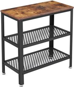 img 3 attached to 🏢 Stylish and Functional VASAGLE BRYCE Side Table with 2 Mesh Shelves - Industrial Design for Home and Office - Space Saving and Easy Assembly - Rustic Brown ULET33BX