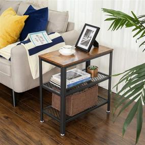 img 2 attached to 🏢 Stylish and Functional VASAGLE BRYCE Side Table with 2 Mesh Shelves - Industrial Design for Home and Office - Space Saving and Easy Assembly - Rustic Brown ULET33BX