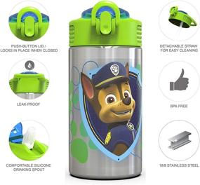 img 3 attached to 🐾 Zak Designs Paw Patrol Stainless Steel Kids Water Bottle - 15.5oz with Flip-up Straw Spout