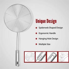 img 2 attached to 🍜 Hiware Stainless Steel Spider Strainer Skimmer Spoon for Frying and Cooking - Set of 3 Wire Pasta Strainer with Long Handle - Professional Kitchen Skimmer Ladle - 13.8 Inches, 15 Inches, and 16.4 Inches