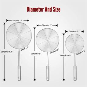 img 3 attached to 🍜 Hiware Stainless Steel Spider Strainer Skimmer Spoon for Frying and Cooking - Set of 3 Wire Pasta Strainer with Long Handle - Professional Kitchen Skimmer Ladle - 13.8 Inches, 15 Inches, and 16.4 Inches