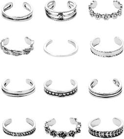 img 2 attached to 👣 Masedy 24-Piece Anklet and Toe Ring Set: Adjustable Open Toe Rings & Bracelets for Women and Girls - Beach Foot Jewelry Collection