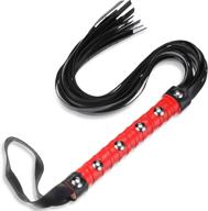 premium pu leather riding whip: black and red whip and crop for horse riding and cosplay logo