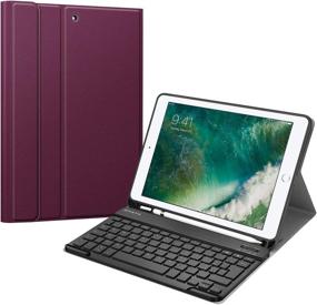 img 4 attached to 💜 Fintie Keyboard Case for 9.7" iPad 6th/5th Gen, iPad Air 2/Air - Purple, with Pencil Holder, Wireless Keyboard