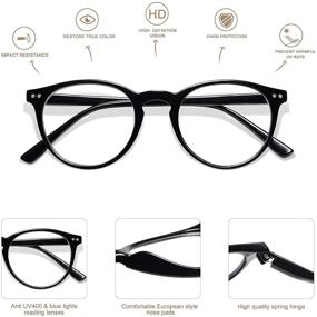 img 1 attached to 👓 AMOMOMA Vintage Blue Light Blocking Reading Glasses: Stylish Thick Round Rim Frame Eyeglasses for Men and Women - AM6025