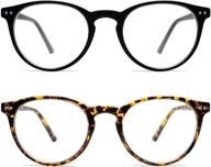 👓 amomoma vintage blue light blocking reading glasses: stylish thick round rim frame eyeglasses for men and women - am6025 logo