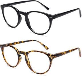 img 3 attached to 👓 AMOMOMA Vintage Blue Light Blocking Reading Glasses: Stylish Thick Round Rim Frame Eyeglasses for Men and Women - AM6025