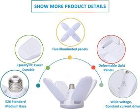 img 2 attached to LED Garage Lights, 4 Pack 60W Garage Ceiling Lights, 6000LM Deformable Garage Lighting, E26 Daylight Lamps with 4 Adjustable Panels for Garage, Warehouse, Workshop, Basement, Auto Shops, and more - Enhance Your Lighting Experience!