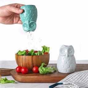 img 2 attached to Premium Ceramic Owl Salt & Pepper Shakers: High Quality Set for Stylish Tabletops