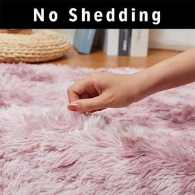 img 1 attached to 🛋️ Modern Faux Fur Shag Rug for Bedroom and Living Room, Non-Slip Nursery Rugs for Kids Room, Baby Room, Girls Room, Stylish Indoor Floor Carpets (4x6ft, Pink Purple)