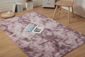 img 4 attached to 🛋️ Modern Faux Fur Shag Rug for Bedroom and Living Room, Non-Slip Nursery Rugs for Kids Room, Baby Room, Girls Room, Stylish Indoor Floor Carpets (4x6ft, Pink Purple)