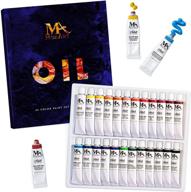 🎨 mozart supplies oil paint set - 24 colors/tubes, non-toxic, metallic, vibrant - ideal for artists, students, kids, and beginners - canvas painting, wall art, landscape, portrait logo