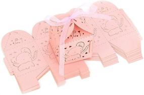 img 1 attached to 🐘 50 шт. Розовые коробочки для вечеринки для девочки с вырезом из бумаги для украшения Baby Shower слоников свадьбы, обертки подарков на день рождения девочки и декорирования конфетного буфета