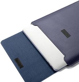 img 2 attached to Сумка для ноутбука Hyfant с откидным стендом, чехол из искусственной кожи с ковриком для мыши, портативная сумка для ноутбука для MacBook Air / Pro Dell Lenovo HP Asus Acer Samsung Chromebook (темно-синий)