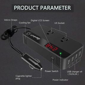 img 2 attached to 💡 200W Power Inverter DC 12V to 110V AC Car Converter: 2 AC Outlets, 4 USB Ports, Digital Display