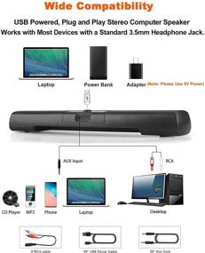 img 3 attached to 🔊 Z ZAFFIRO динамики для компьютера USB - звуковая панель для настольного ПК, стерео USB-динамик мощностью 5 Вт для настольного компьютера, ноутбука и смартфона (подключение RCA/Aux)