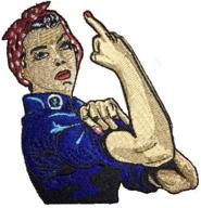 👩 crude rosie the riveter - embroidered morale patch: empowering feminist symbol with edgy twist logo