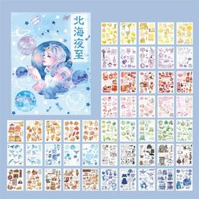 img 4 attached to Kawaii Washi Stickers Set (50 Sheets) Fantasy World Marine Life Green Tea Cake Maple 🌈 Leaf DIY Label Sticker Decoration for Scrapbooking, Journaling, Planner, Diary, Album, Envelope, Card – SEO-friendly Product Title