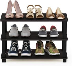 img 1 attached to Furinno Turn-S-Tube 3-Tier Shoe Rack in Espresso/Black Finish (13080EX/BK)