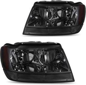 img 4 attached to DWVO Headlights Assembly Compatible With 1999-2004 Jeep Grand Cherokee Smoked