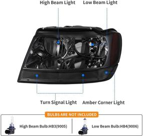 img 3 attached to DWVO Headlights Assembly Compatible With 1999-2004 Jeep Grand Cherokee Smoked