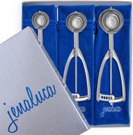 🍪 jenaluca cookie scoop set - baking cookie scoops - premium 18/8 stainless steel cookie scoop, ice cream scooper, melon baller in 3 sizes - small medium large - professional quality with gift box logo