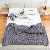 🛋 luxurious eastsure chunky knit blanket: premium super soft warmth for ultimate coziness - dark grey 47"x71 logo