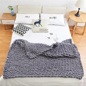 img 4 attached to 🛋 Luxurious EASTSURE Chunky Knit Blanket: Premium Super Soft Warmth for Ultimate Coziness - Dark Grey 47"x71