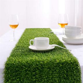 img 4 attached to Farochy Artificial Grass Table Runners