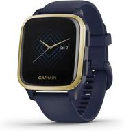 🌟 garmin venu sq music gps smartwatch – bright touchscreen display, music playback, 6-day battery life – light gold and navy blue logo