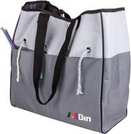 🧶 6821ag yarn tote by artbin: portable knitting & crochet storage bag with lift-out yarn organizer, gray & black poly canvas tote bag logo