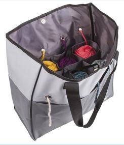 img 2 attached to 🧶 6821AG Yarn Tote by ArtBin: Portable Knitting & Crochet Storage Bag with Lift-Out Yarn Organizer, Gray & Black Poly Canvas Tote Bag