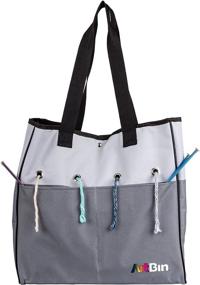 img 1 attached to 🧶 6821AG Yarn Tote by ArtBin: Portable Knitting & Crochet Storage Bag with Lift-Out Yarn Organizer, Gray & Black Poly Canvas Tote Bag