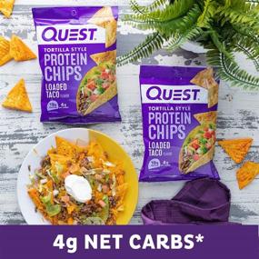 img 1 attached to 🌮 Quest Nutrition Loaded Taco Tortilla Style Protein Chips - Low Carb, Gluten Free, Baked Snack, 1.1 Ounce (Pack of 12)