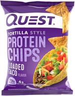 🌮 quest nutrition loaded taco tortilla style protein chips - low carb, gluten free, baked snack, 1.1 ounce (pack of 12) logo