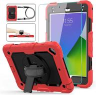 🔴 kid-proof ipad mini 5/4 case - full body protection with tempered glass screen protector, 360° kickstand & hand strap - red & black logo