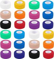 🌈 colorful 24 pack self adherent cohesive wrap bandages - 1 inch x 5 yards, first aid tape, elastic self adhesive tape for sports, wrist, ankle логотип