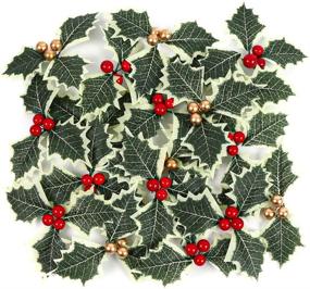 Set of 24: White Holly Berry Stems with 35 Lifelike Berries