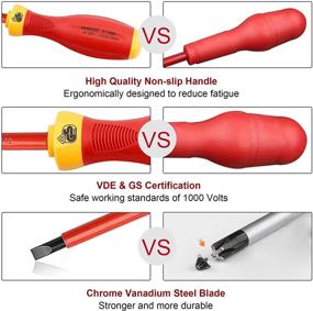 img 1 attached to 🔧 Набор изолированных электрических отверток XOOL 1000V - магнитные наконечники, антибликовая рукоятка, 8 штук: плоские и крестообразные биты для максимальной точности.