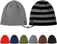 🧢 zowya reversible knit beanie with stripes and solid colors for boys and girls, knitted cuff hat - 1 hat logo