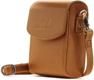 megagear canon powershot sx740 hs, sx730 hs leather camera case with strap - light brown logo